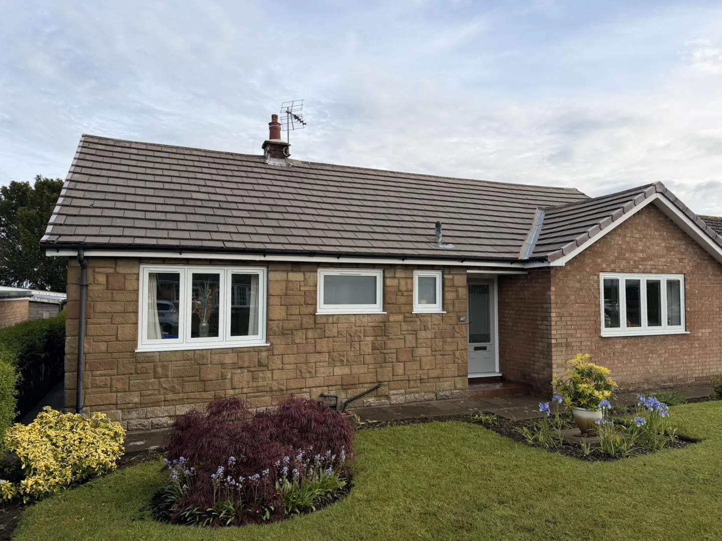 A bungalow roof after exterior cleaning in Thirsk