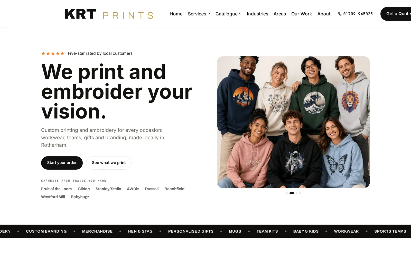 Screenshot of the KRT Prints website