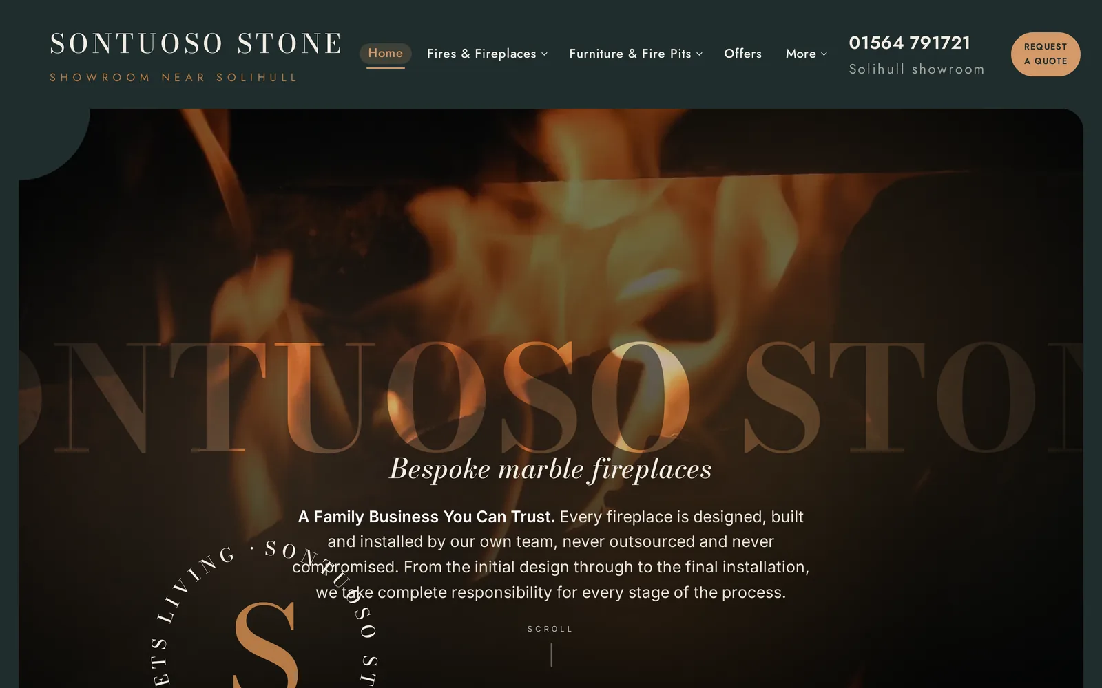 Screenshot of the Sontuoso Stone website