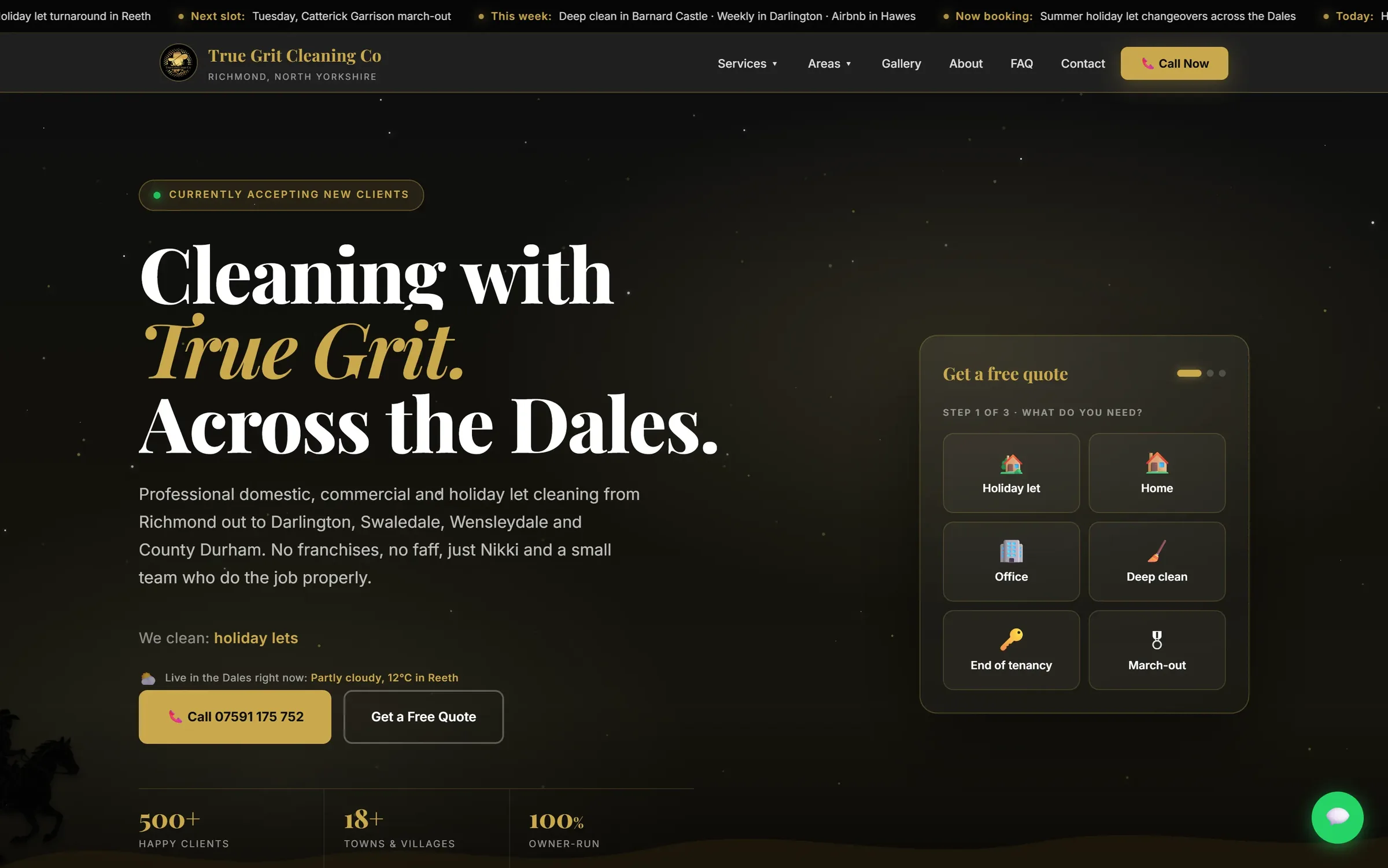 True Grit Cleaning Co website