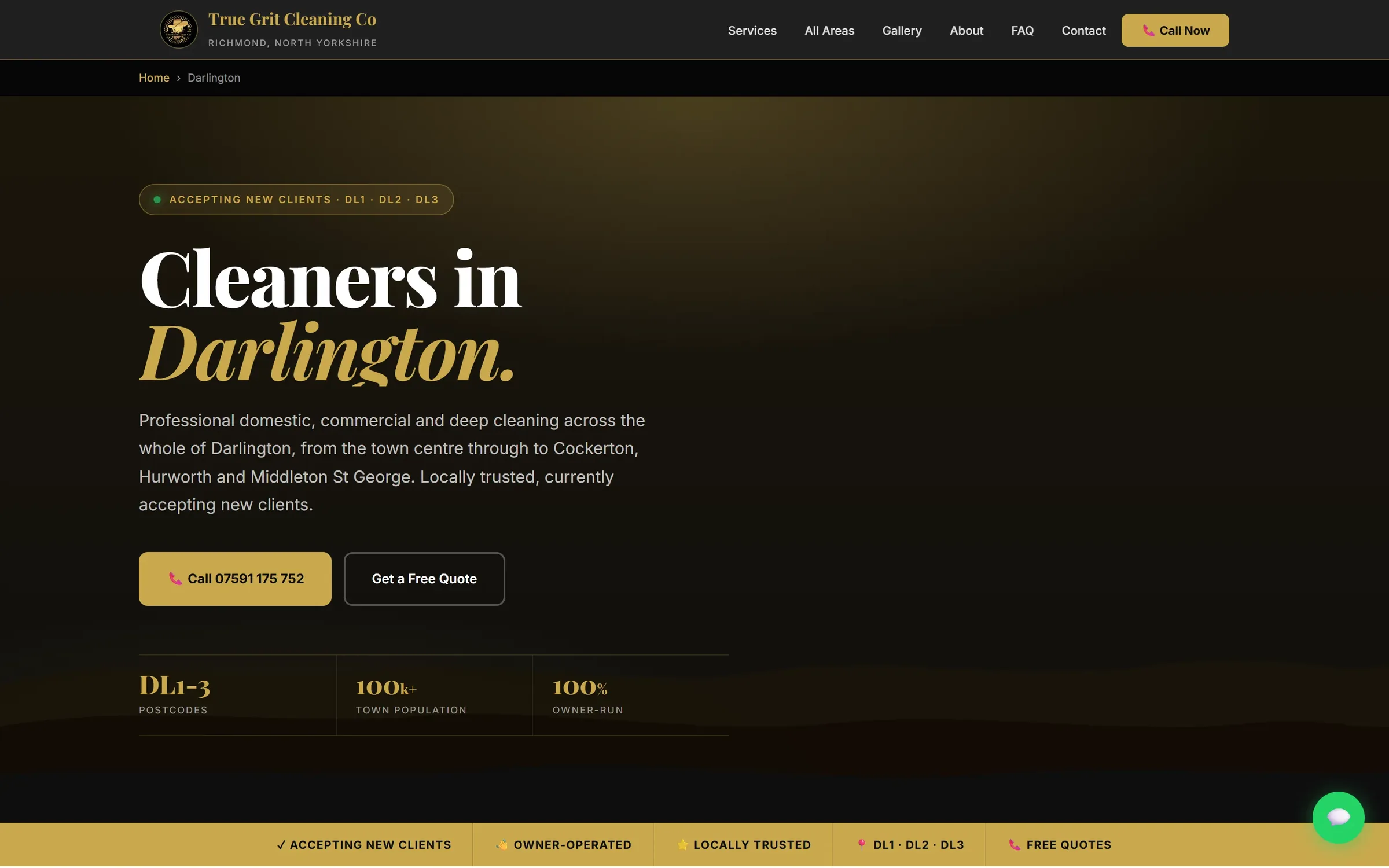 The Darlington location page on the True Grit site, one of 18 or more dedicated town pages